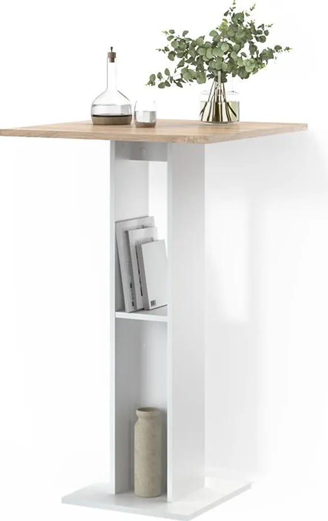Livinity Regusa Tavolo Alto 65x65 cm Bianco/Sonoma Arredo Moderno