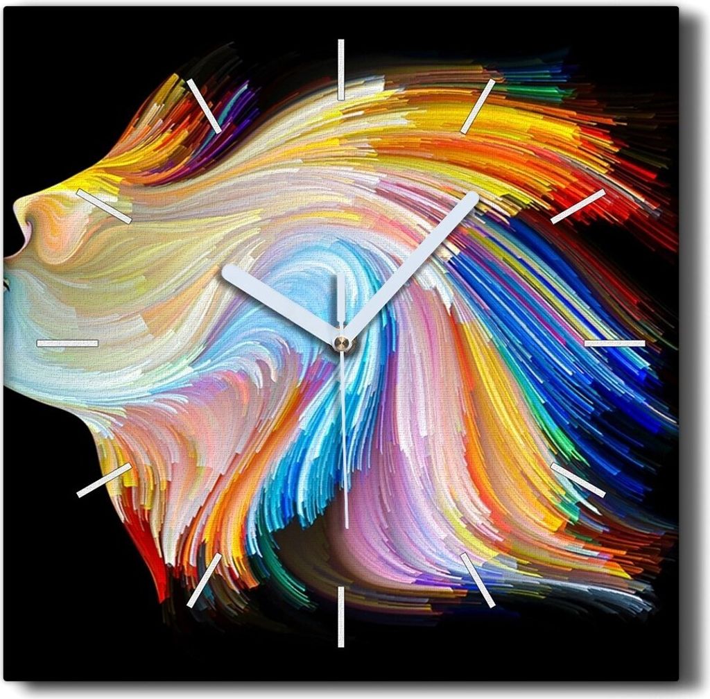 Coloray Hodiny Unikátní 30x30 cm Tiché hodiny Pro obývací pokoj a kuchyň Nástěnné hodiny Plátno Černé ručičky hodin - Žena grafika
