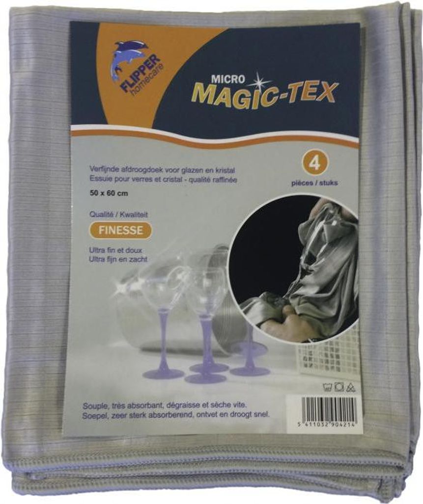 Flipper Finesse Mikrofasertücher für Glasreinigung - 50x60cm - 4 Stück Set