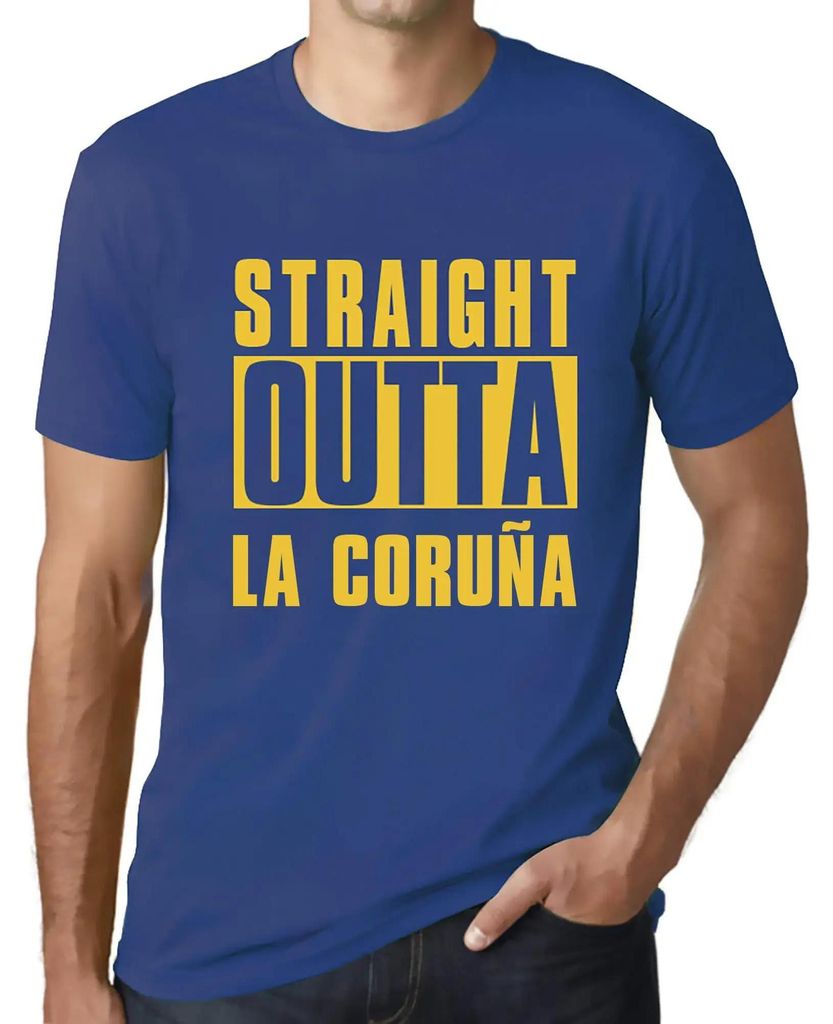 Herren Grafik T-Shirt Straight Outta La Coruña Öko-Verantwortlich Vintage Jahrgang Kurzarm Lustige Druck Geburtstag Geschenk Mann