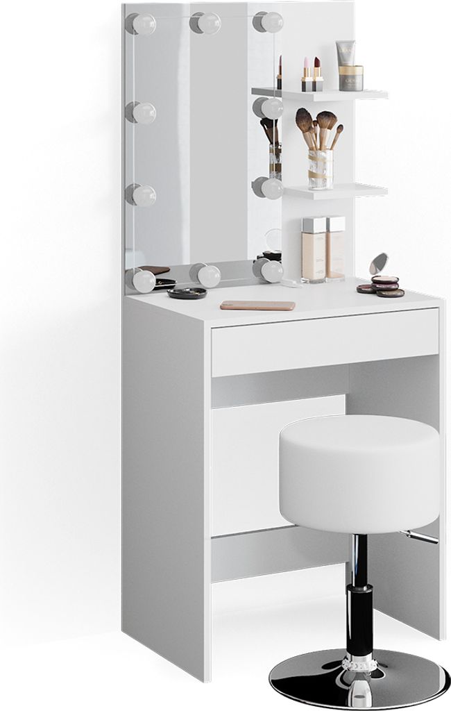 Coiffeuse Vicco Isabelle Blanc 60cm avec éclairage LED et Image du produit 