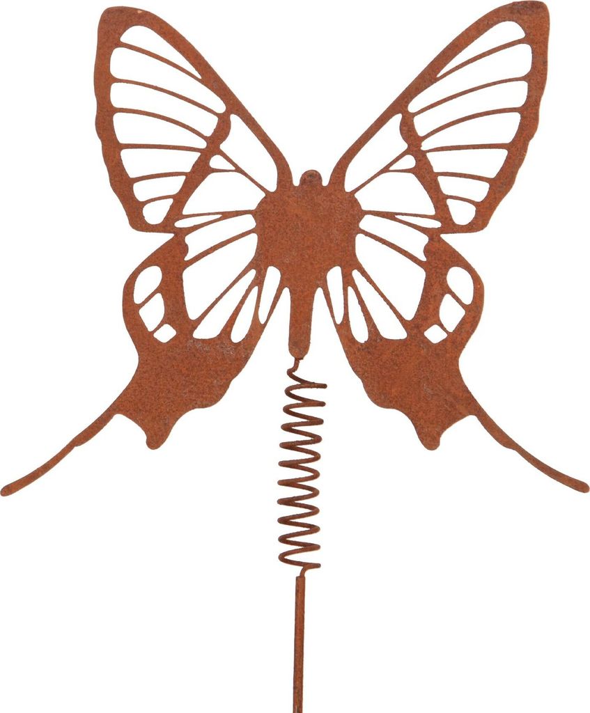 UNUS Schmetterling mit Wackelfeder Gartendeko Gartenstecker aus Edelrost Klein