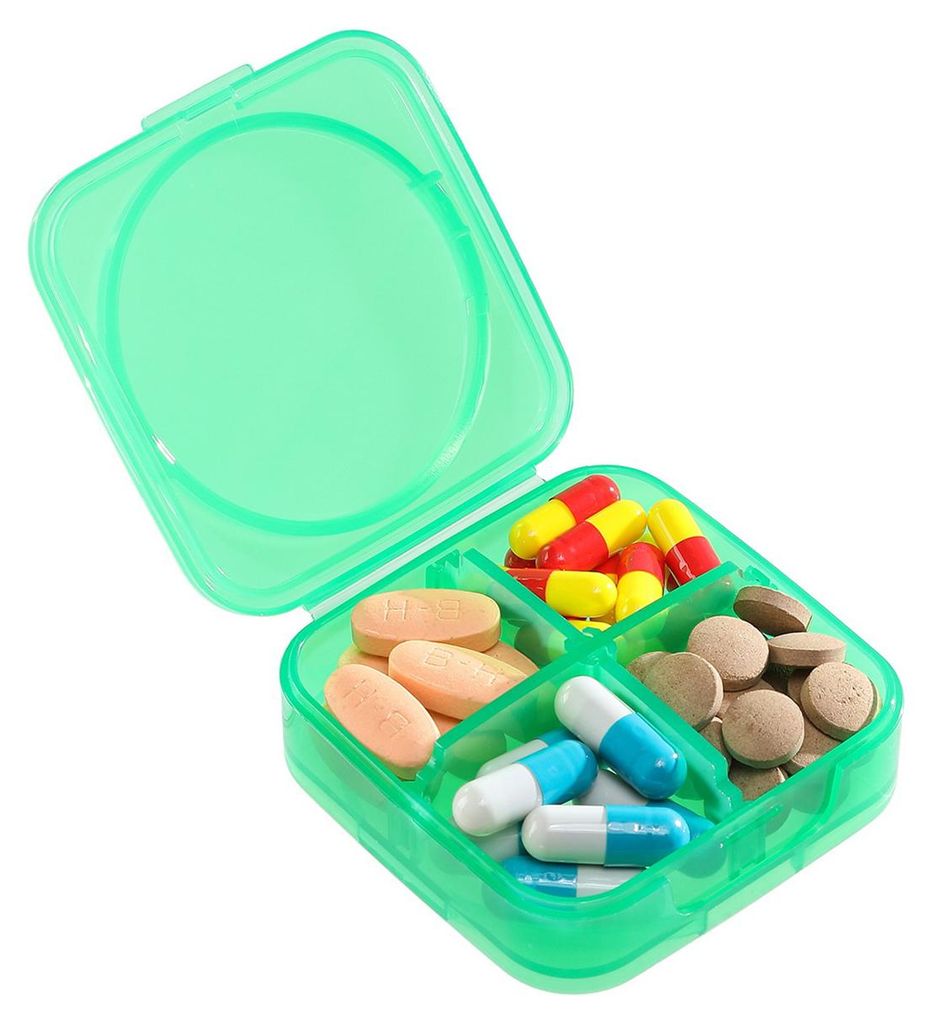 Pillendose mit Wochenorganizer, unabhängigen Verschlussschnallen, großem Fassungsvermögen, transparentem Etui für Reisen und Zuhause