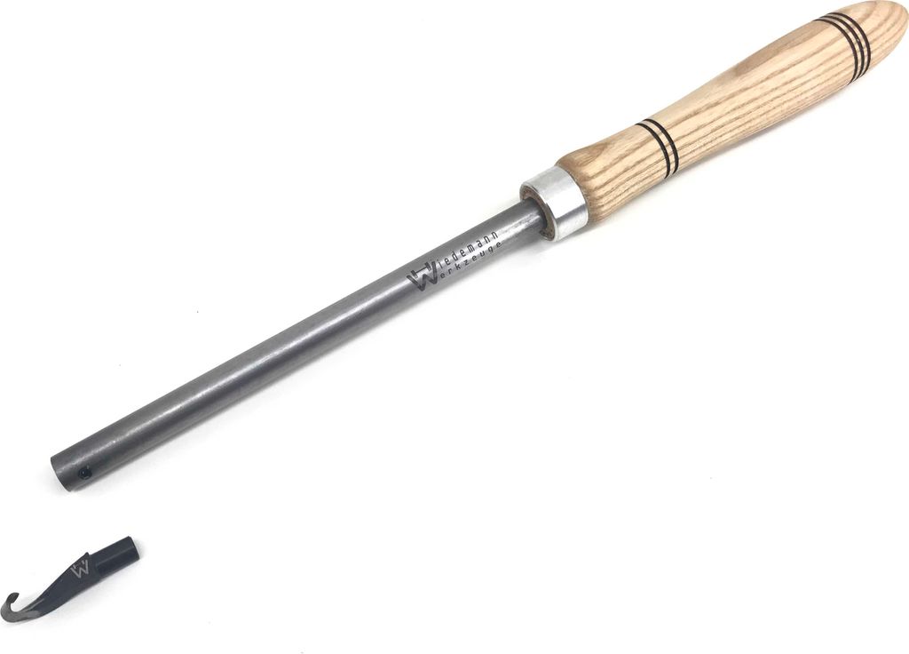 Universalhalter Ø 13mm kurz mit Heft + Wiedemanns kl. gekröpfter Ausdrehhaken Drechsler drechseln woodturning woodturner (SET007K)