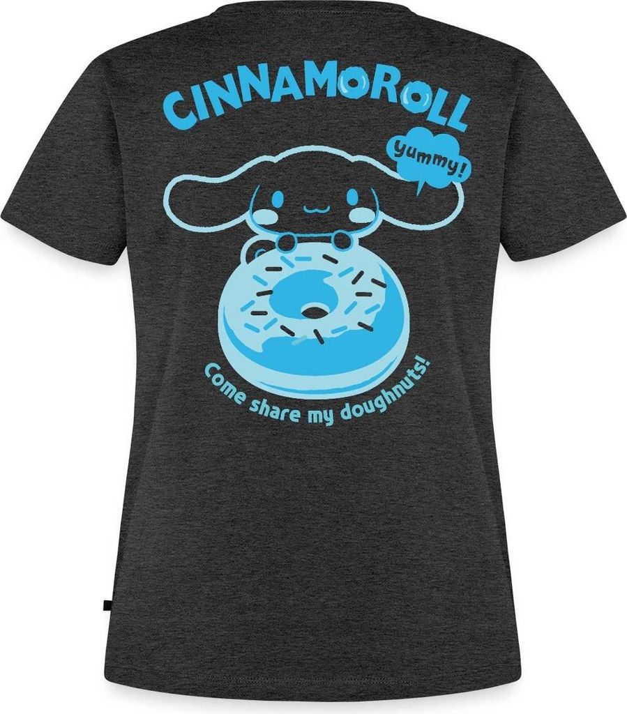 Spreadshirt Cinnamoroll Mit Donut Yummy Doughnuts Frauen Premium T-Shirt, 3XL, Anthrazit meliert