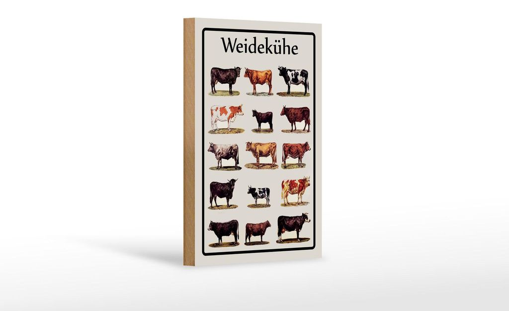 Holzschild Tiere 12x18 cm Weidekühe bildliche Aufstellung Deko Schild