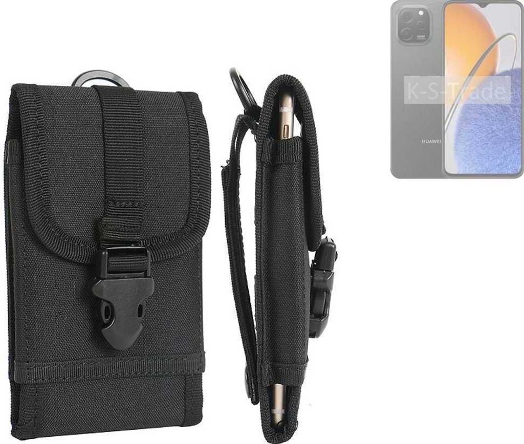 K-S-Trade Holster Handy Hülle kompatibel mit Huawei nova Y62 Plus Holster Handytasche Gürtel Tasche Schutz Hülle Robust Outdoor schwarz