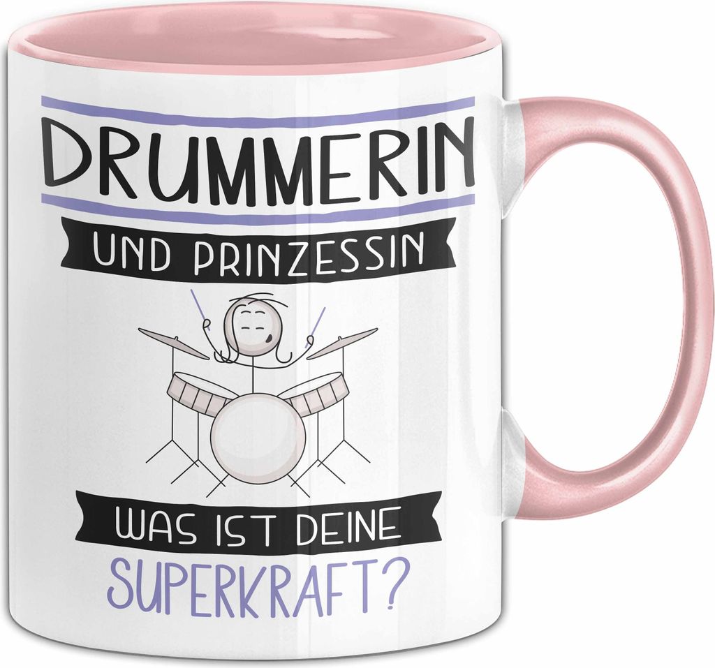 Drummerin Und Prinzessin Tasse Geschenk Für Eine Drummerin Geburtstag Was Ist Deine Superkraft (Rosa)