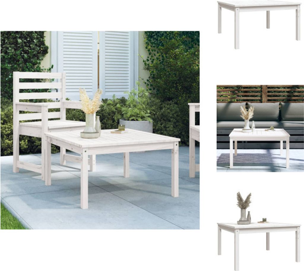 vidaXL Gartentisch Weiß 82,5x82,5x45 cm Massivholz Kiefer - Gartentische