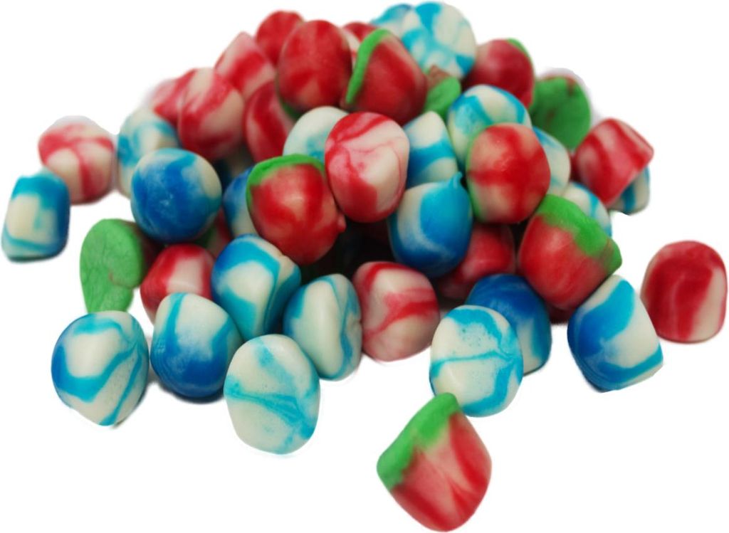Fruchtgummi Jelly Tops Kiss Mix Erdbeere Wassermelone Himbeere 300g