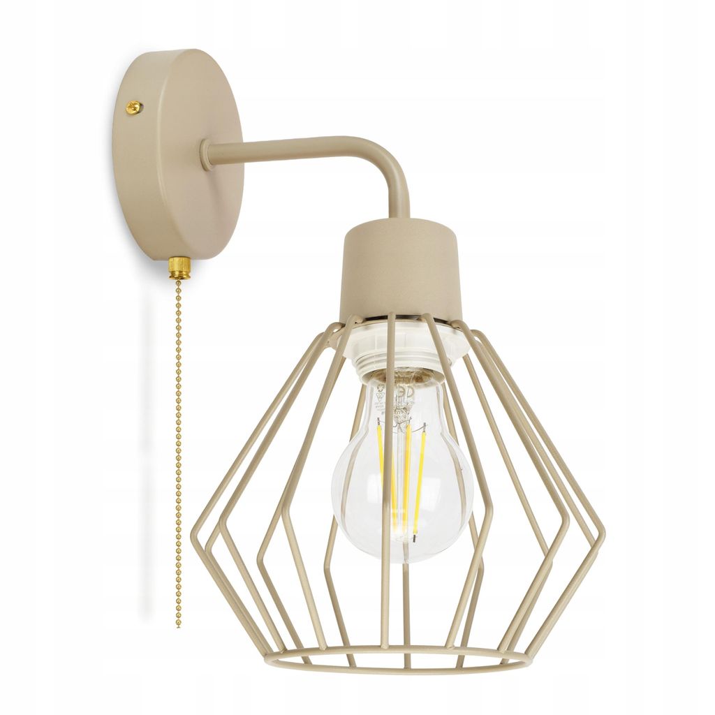 LUXOLAR - LED Wandlampe mit SchalterBeige-Grau E27 60 W - Wandleuchte Innen für Wohnzimmer, Küchen - Wandbeleuchtung, Klassisches Design