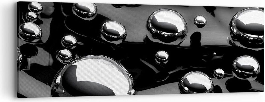 Bild auf Leinwand - Leinwandbild - Chrom Metall Reflexion - 90x30cm - Wand Bild - Wanddeko - Leinwanddruck - Bilder - Kunstdruck - Wanddekoration -...