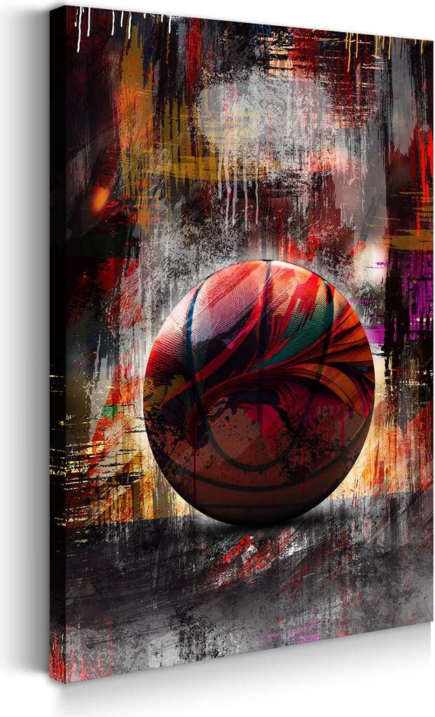 Basketball leuchtende Farben Wandbild Leinwandbild Kunstdruck XL Wanddeko: 60x90x2cm
