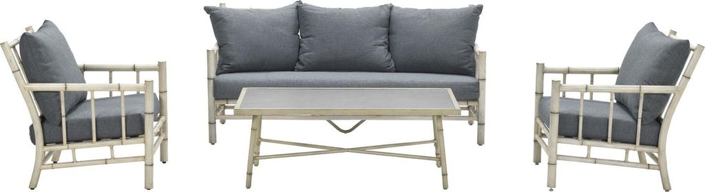 Garden Impressions Lombok Lounge Set 4-tlg. - Alu Bamboo/ myst. Grau