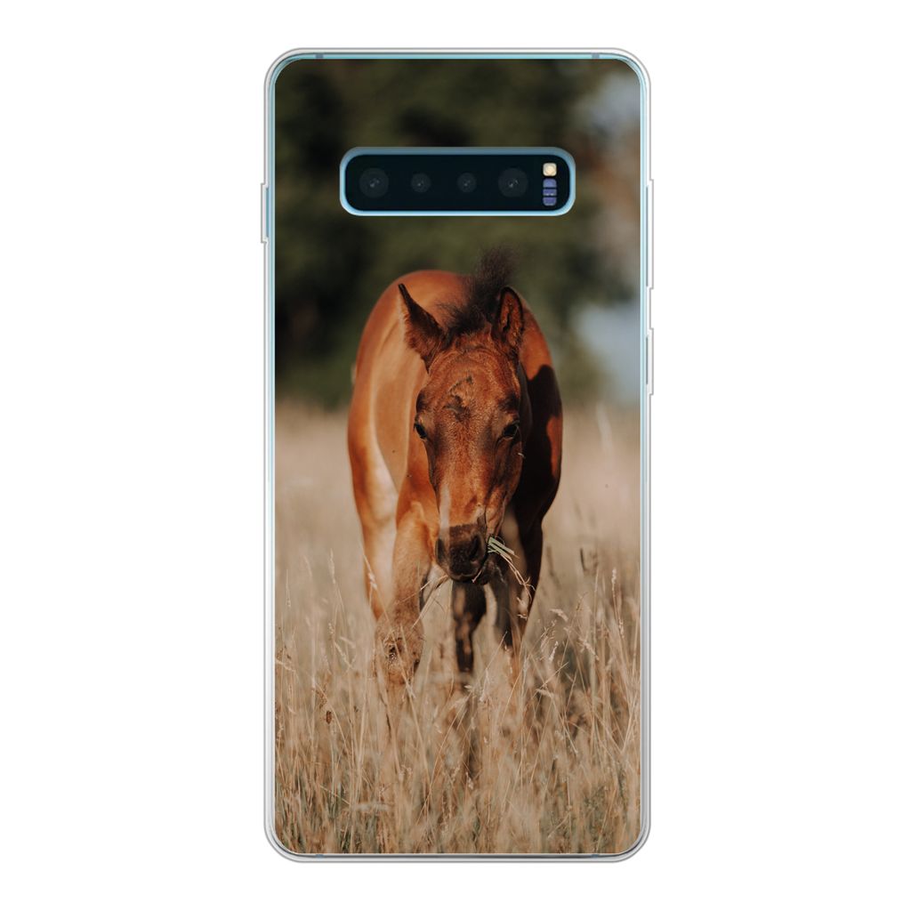 MuchoWow Handyhülle Schutzhülle Hülle für Samsung Galaxy S10 Lite Pferd - Sonne - Landschaft Silikon Softcase Handy Hülle - Schutz