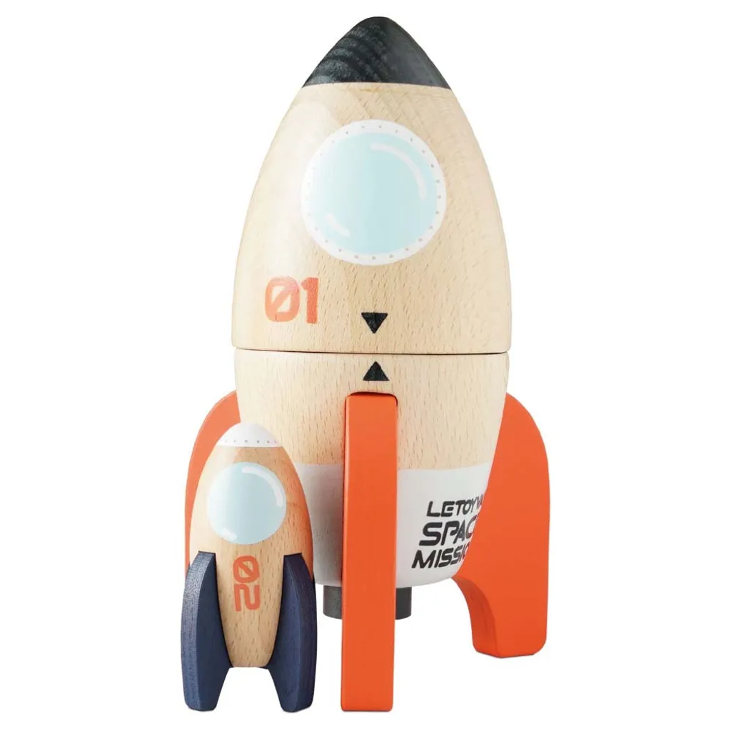 Grande Fusée en Bois Le Toy Van avec Accessoires et Rover de Mission
