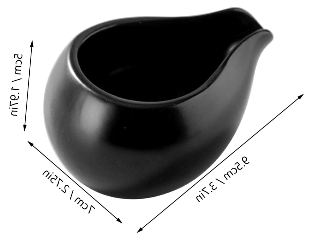 Mini-Keramik-Milchkännchen Rund für Kaffee, Tee, Sirup und Soßen, 3,7 x 2,8 x 2 Zoll, Schwarz für Haushalt, Restaurant, Café