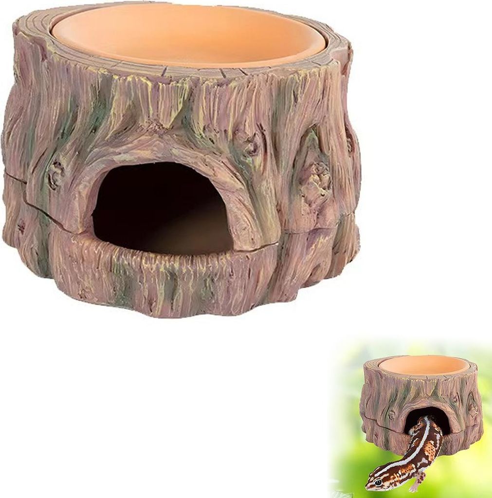 Amphibienhöhlen und -verstecke, 3-in-1-Feuchtigkeitshöhle, Terrarium-Feuchtbox-Versteckzubehör für Geckos, Eidechsen, Schlangen, Schildkröten,...