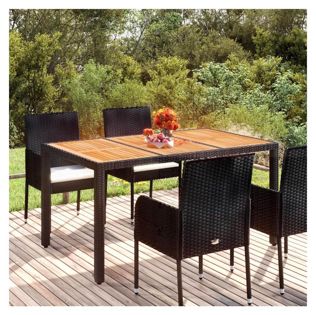 Gartentisch mit Holzplatte Schwarz 150x90x75 cm