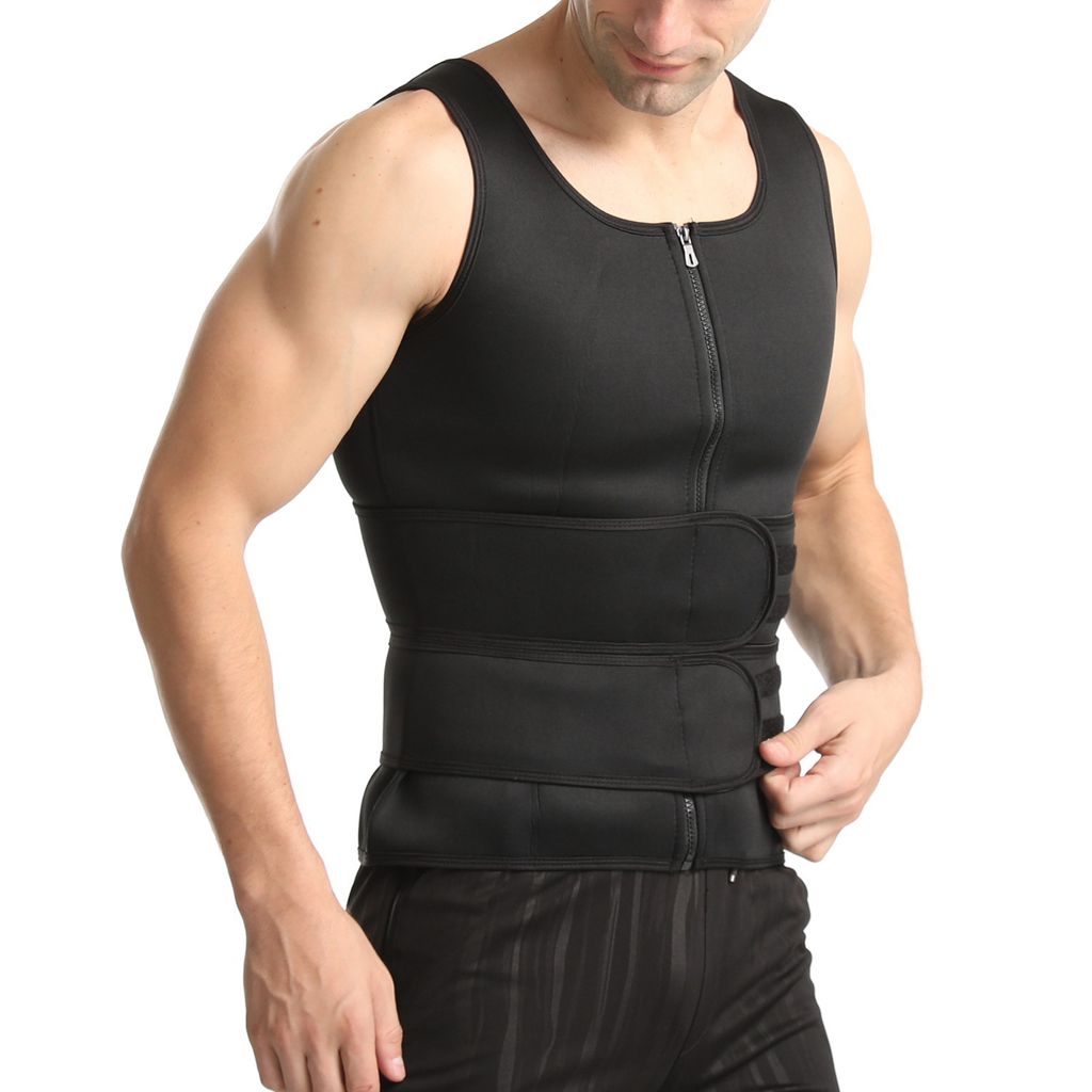 Herren abnehmen Sauna Weste Neopren Sweat Shirt Bauchweg Training Taillenkorsett
