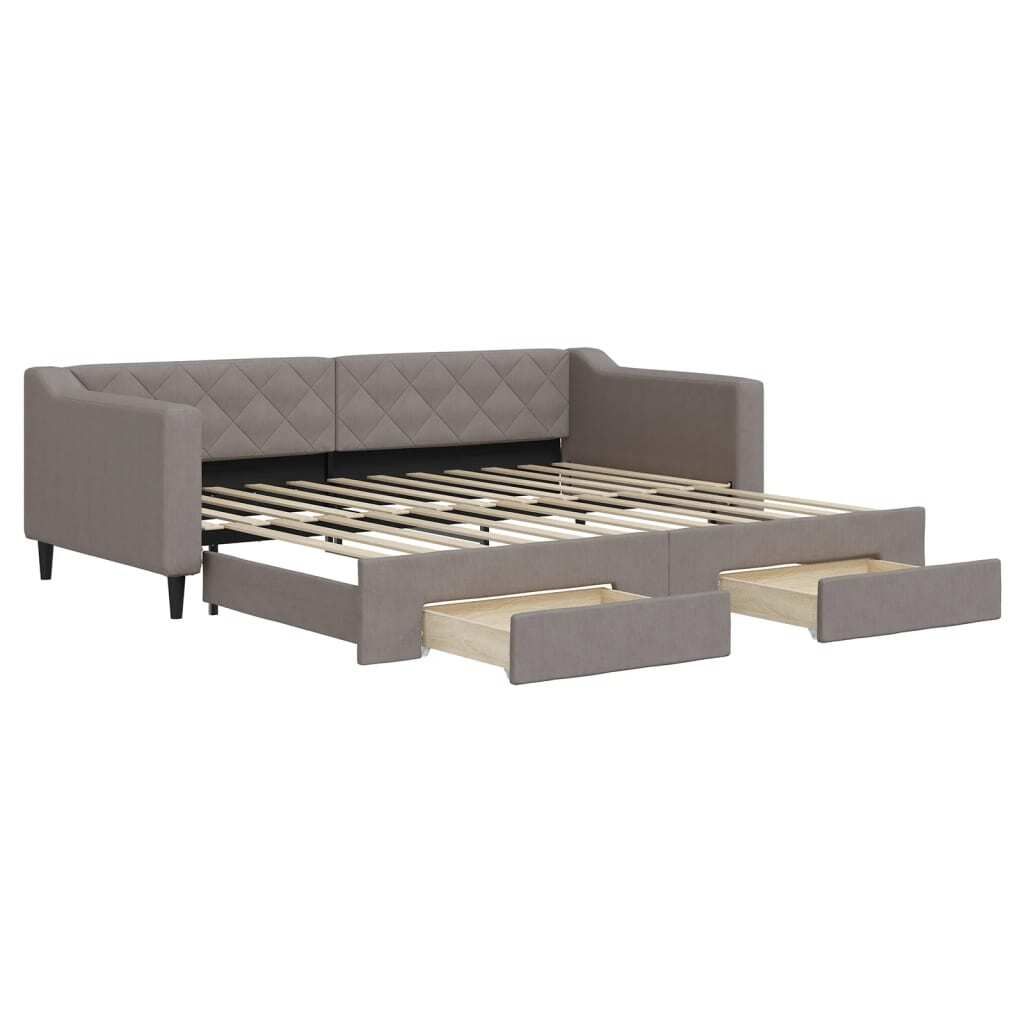 vidaXL Lit de jour extensible avec tiroirs Taupe 90x200 cm Image du produit 