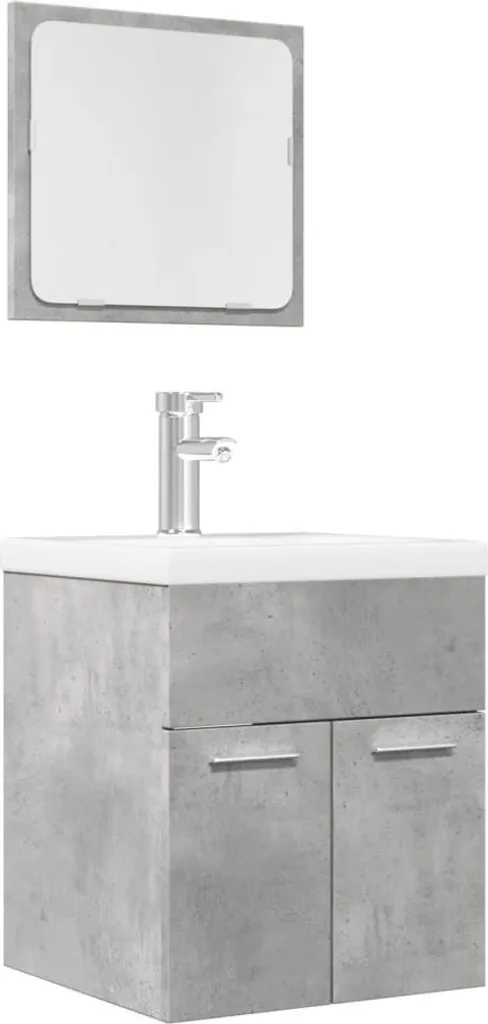 Maison Exclusive - Set di mobili da bagno 2 pezzi, grigio cemento, materiale ligneo