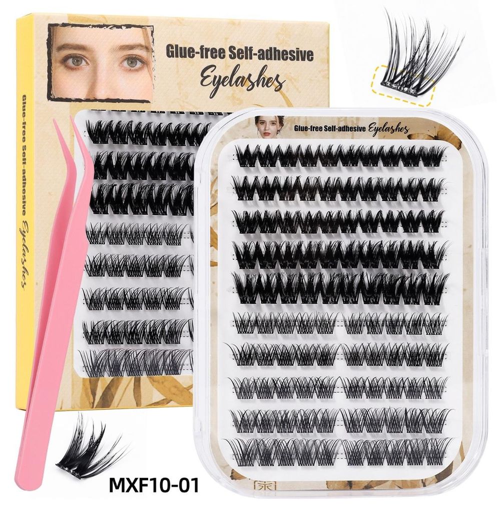 INF Klebefreie Einzelwimpern Set - Selbstklebende DIY Wimpernverlängerung