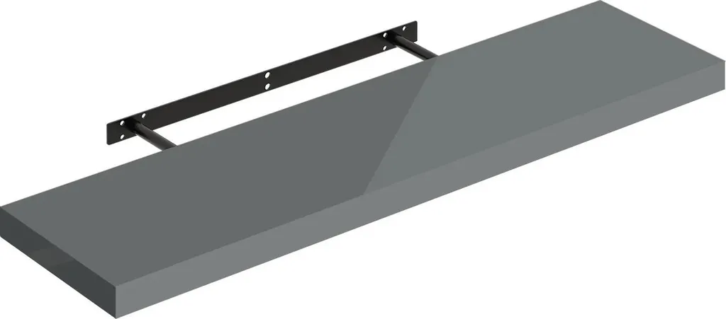 Grande étagère murale de 120 cm pour salon - Déco bleu foncé bois et métal
