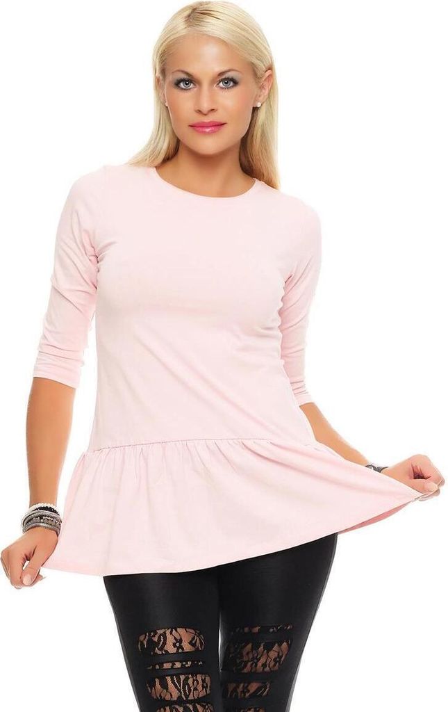 Damen Langarm Bluse Tunika mit Strass; Puderrosa/S/M Produktbild 