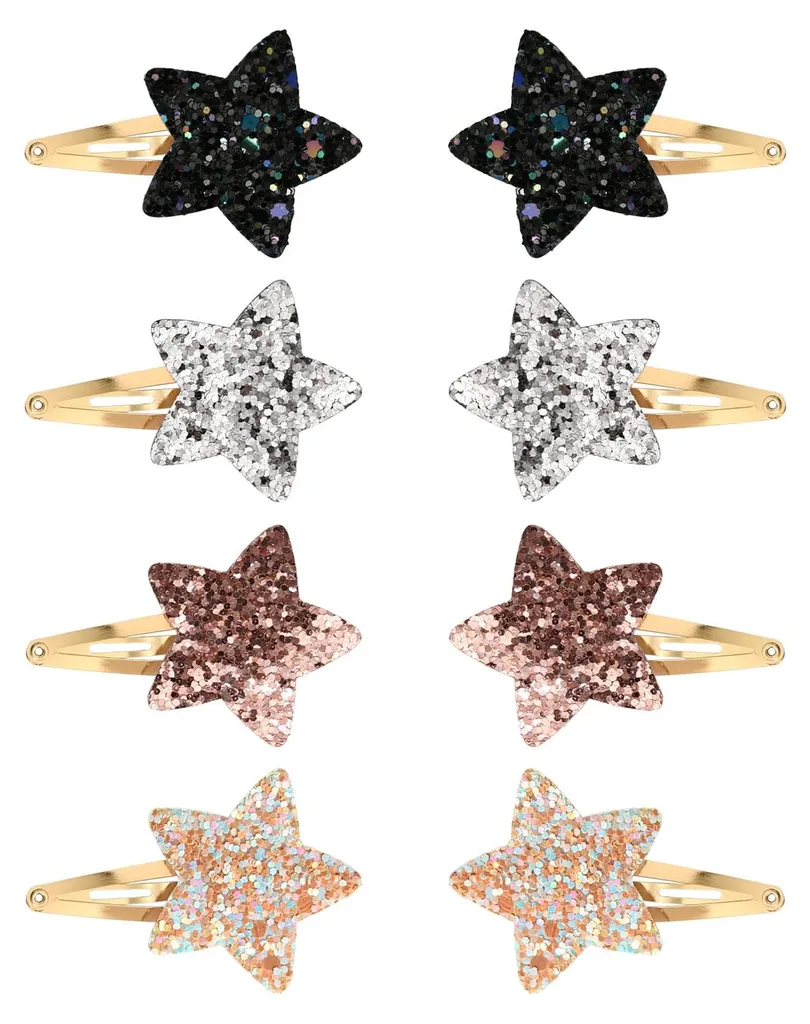 Barrettes scintillantes pour filles - Lot de 8 pinces cheveux enfants