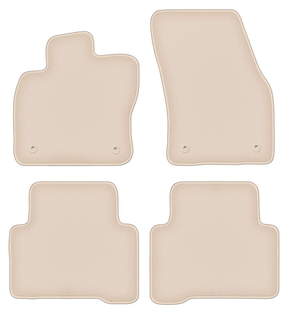DURBAN Beige Velours-Fußmatten-Set für Volkswagen Touran II Minivan (2016-)