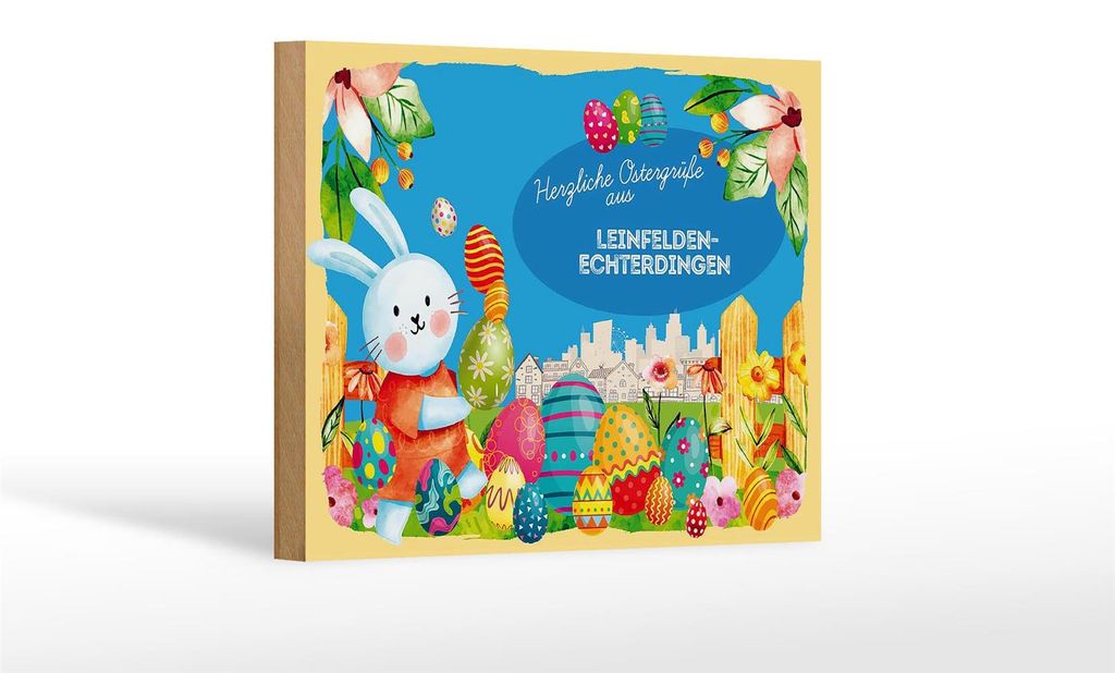 Holzschild Ostern Ostergrüße 18x12 cm Produktbild 