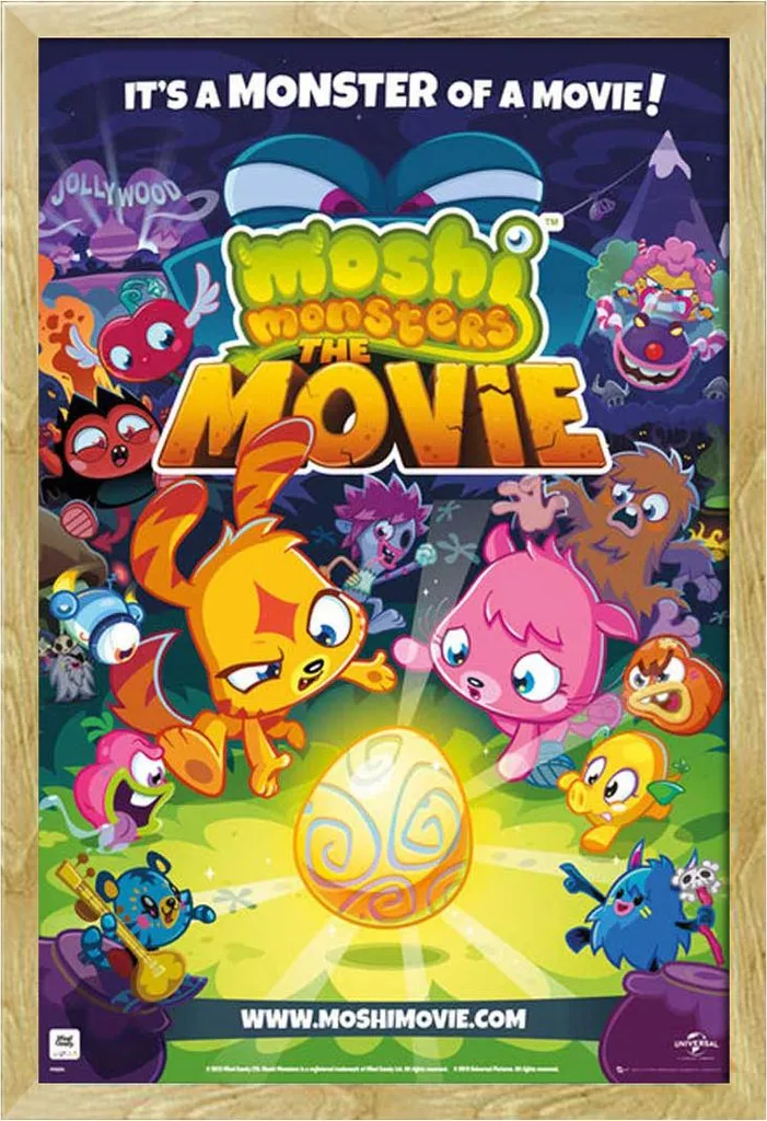 Poster Moshi Monsters encadré Shinsuke® en MDF hêtre avec vitre de sécurité