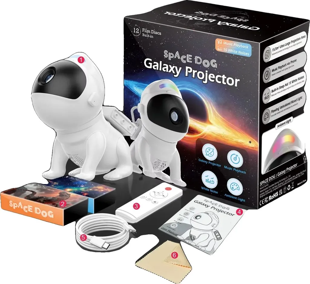 Luce notturna, 13 film a tema, funzionalità altoparlante Bluetooth, BL-X02-Bianco