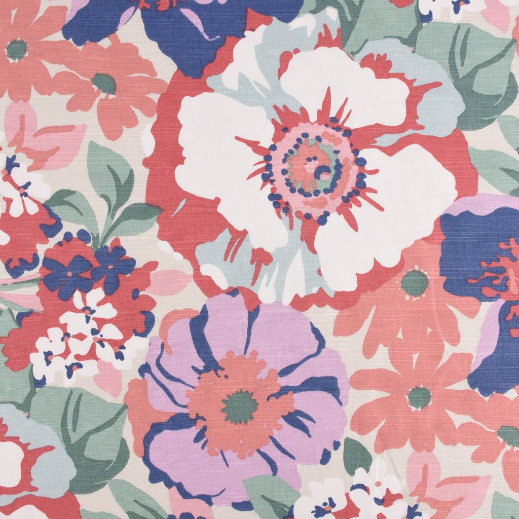 Panama Dekostoff Baumwollstoff Zumba Raspberry Blüten bunt 140cm