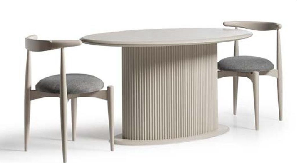 Esszimmer Essgruppe Komplette Esstisch Stühle 3tlg Beige Design Oval