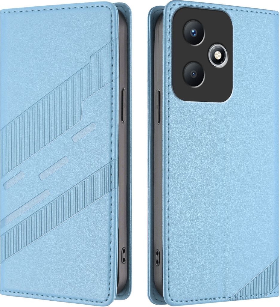 Hülle für Infinix Hot 30 Play NFC, Kunstleder Brieftaschen Handyhülle mit Kartenfach und Standfunktion Hellblau