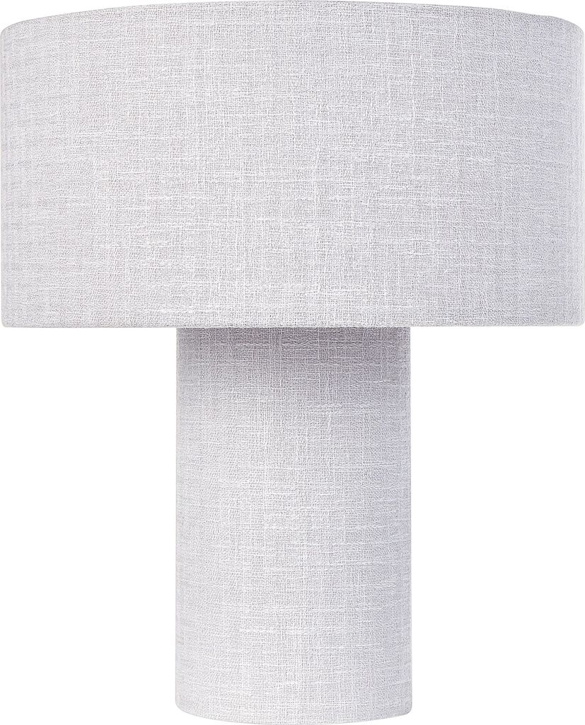 BELIANI Tischlampe Hellgrau Baumwolle u. Leinen 35 cm Trommelform Rund Langes Kabel mit Schalter Modern Schlafzimmer Wohnzimmer Nachttischlampe