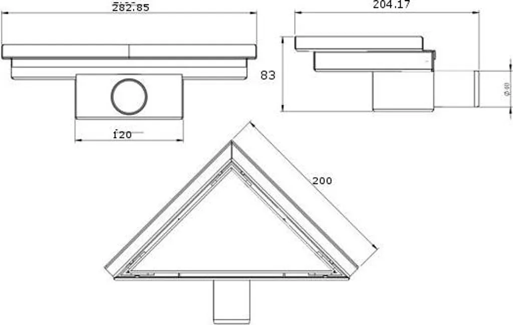 Mexen Flat Drain de Sol Triangulaire 20x20 cm Doré - Modèle 1510320