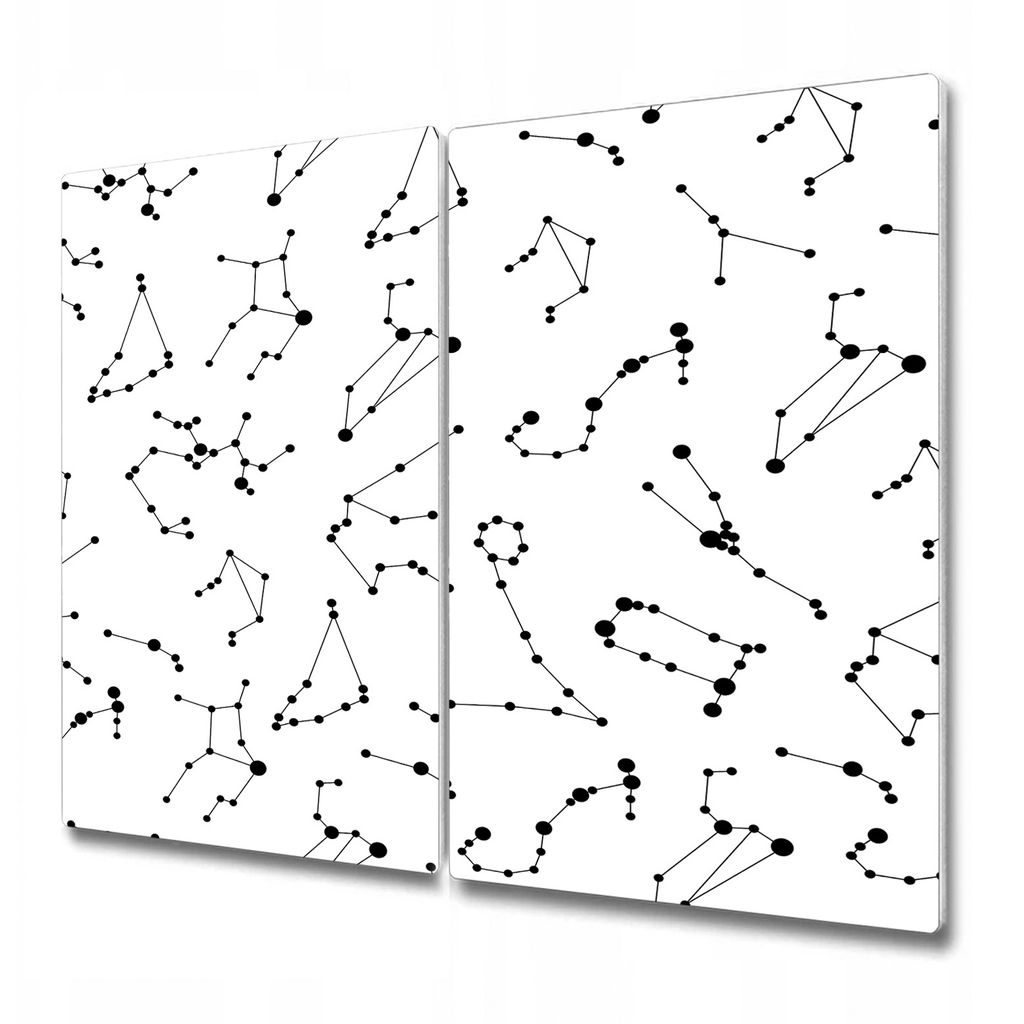 Küchenschneidebrett - Glasschneidebrett - Herdabdeckung - 2x 30x52 cm - Black Constellation