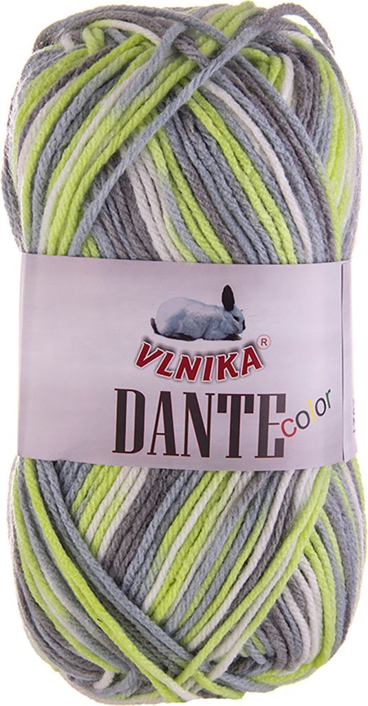100g Strickgarn Dante Uni und Color Häkelgarn Handstrickgarn Wolle Farbwahl, Farbe:1005 weiß-limette-grau
