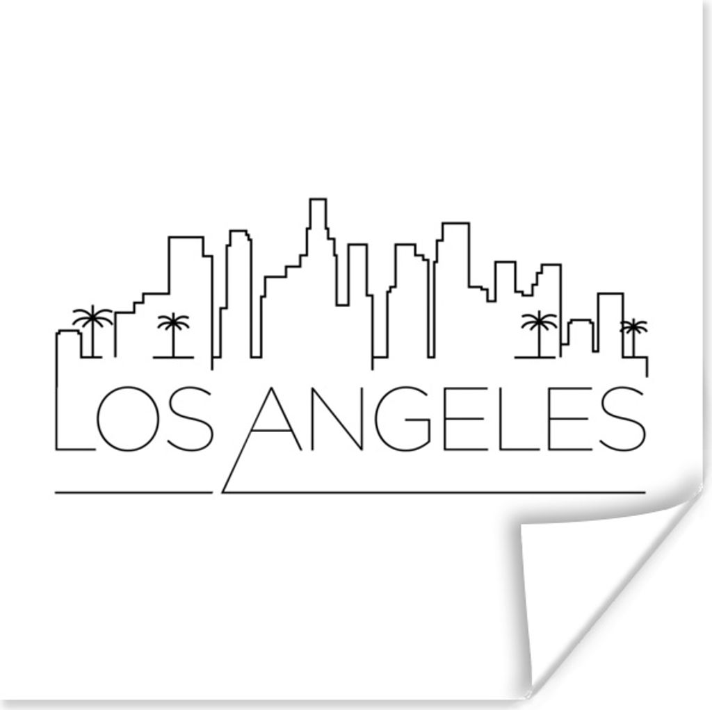 MuchoWow Poster Skyline "Los Angeles" weiß 75x75 cm - Wand Dekoration