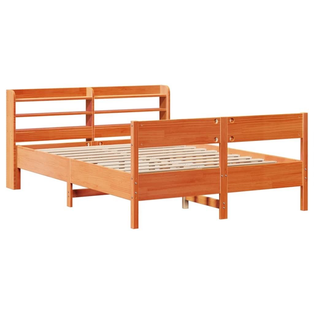 Massivholzbett ohne Matratze Wachsbraun 150x200 cm Kiefernholz