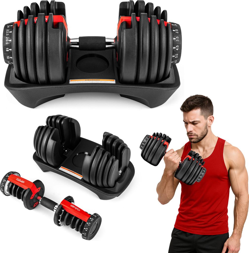 Gymtek Verstellbare Hantel, Kurzhantel - von 2.5 bis 24 kg - Hanteln, Kurzhanteln für Home Gym, Krafttraining, Fitnessstudio, Workout