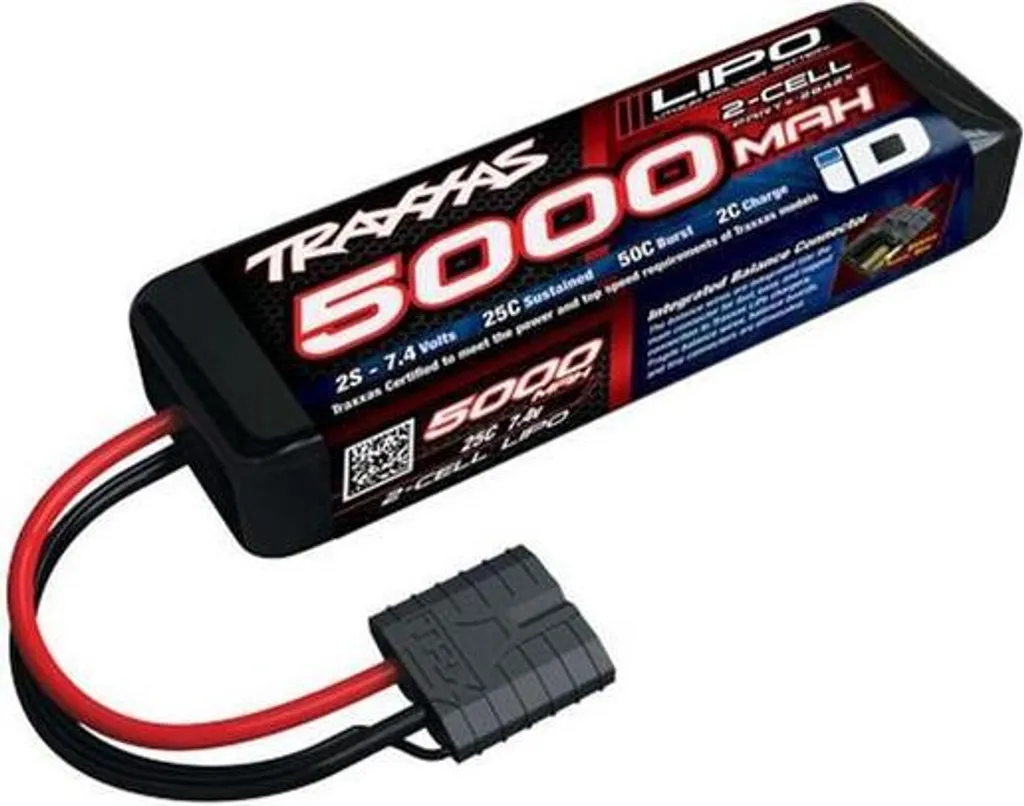 Batterie Traxxas Accu Lipo 5000mAh 7,4V 2S 25C avec Prise iD Haute Performance