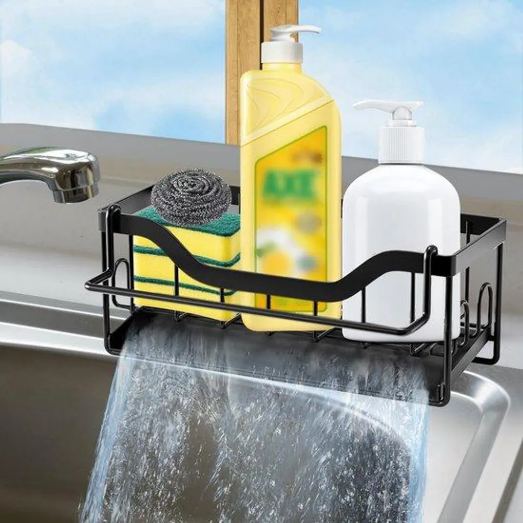 Porte-Éponge Égouttoir Cuisine en Acier avec Bac de Récupération Eau