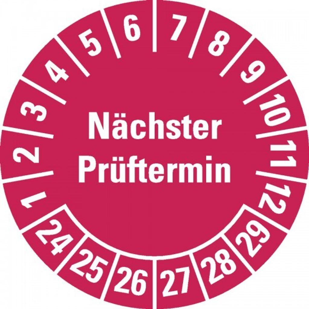 Dreifke Aufkleber I Prüfplakette Nächster Prüftermin 24-29, rot, Dokumentenf...