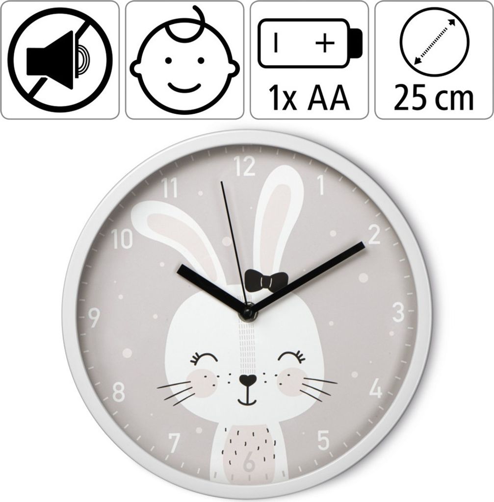 Hama Lovely Bunny Quarzwanduhr Kreis Grau Produktbild 4