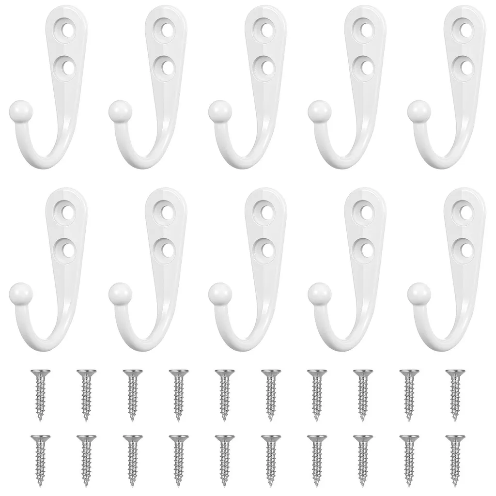 Patères pour Chambre et Salle de Bain - 10 Crochets Muraux Blancs Fixes