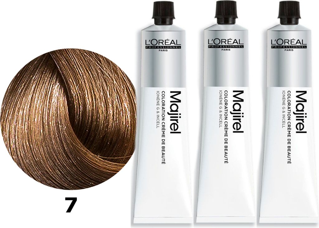 Loreal Majirel 3 x 50 ml Haarfarbe 7 mittelblond Permanente Haarfarbe Set